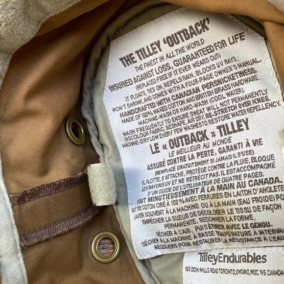 Tilley canvas Tan Outdoor Hat 7 1/8 outback cap - Picture 11 of 14